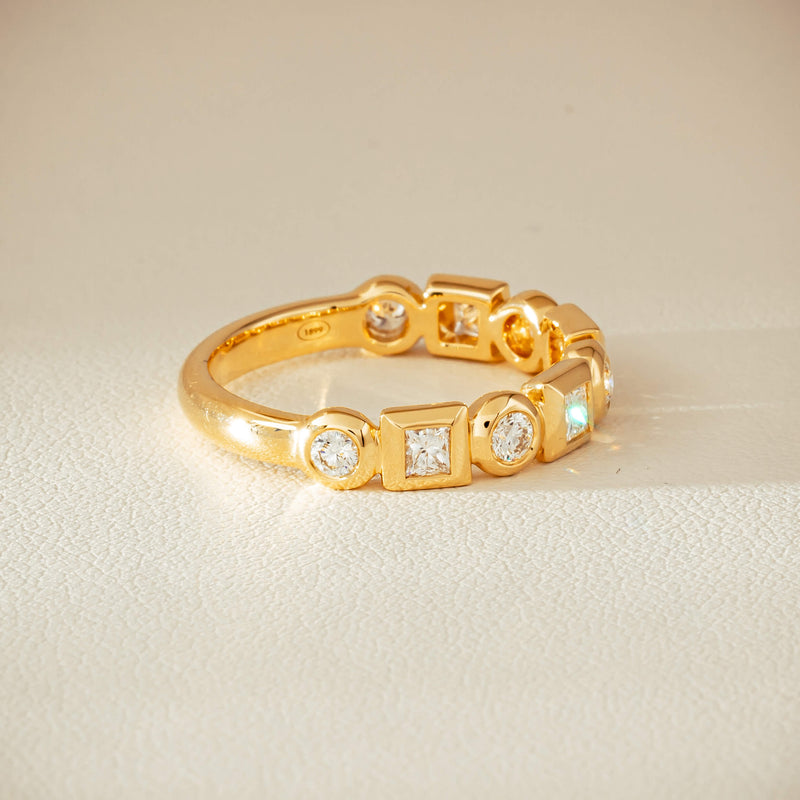 18ct Yellow Gold .59ct Mixed Cut Diamond Fusion Band - Ring - Walker & Hall