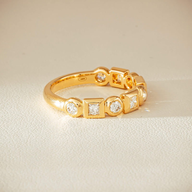 18ct Yellow Gold .59ct Mixed Cut Diamond Fusion Band - Ring - Walker & Hall