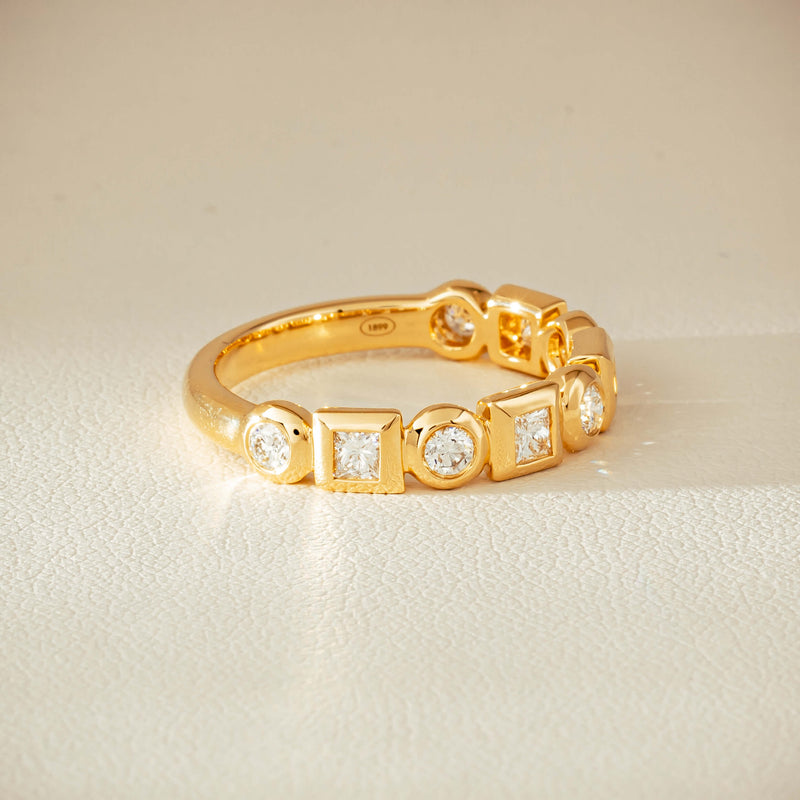 18ct Yellow Gold .59ct Mixed Cut Diamond Fusion Band - Ring - Walker & Hall