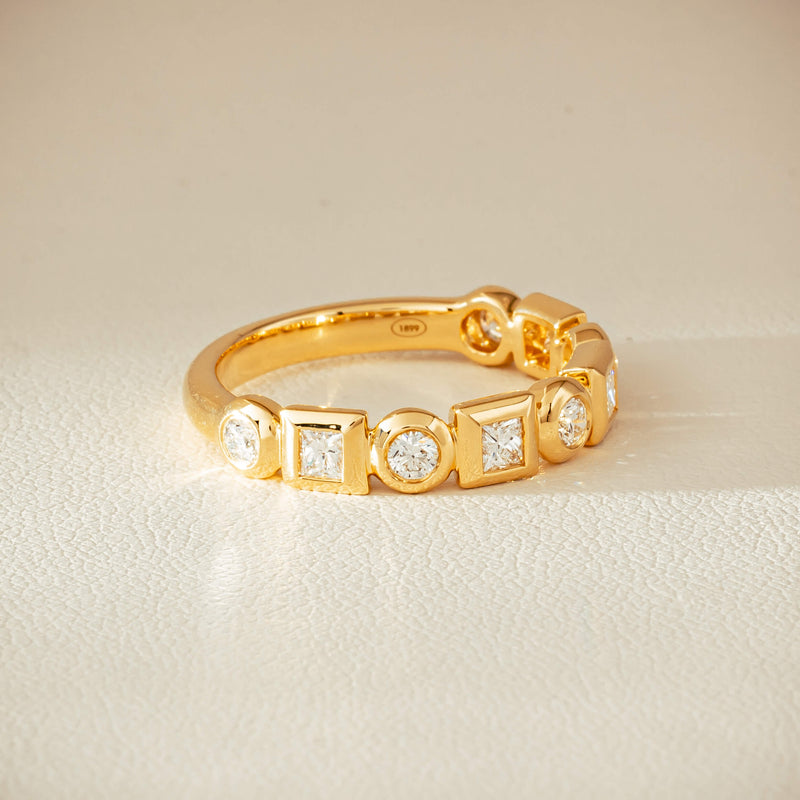 18ct Yellow Gold .59ct Mixed Cut Diamond Fusion Band - Ring - Walker & Hall