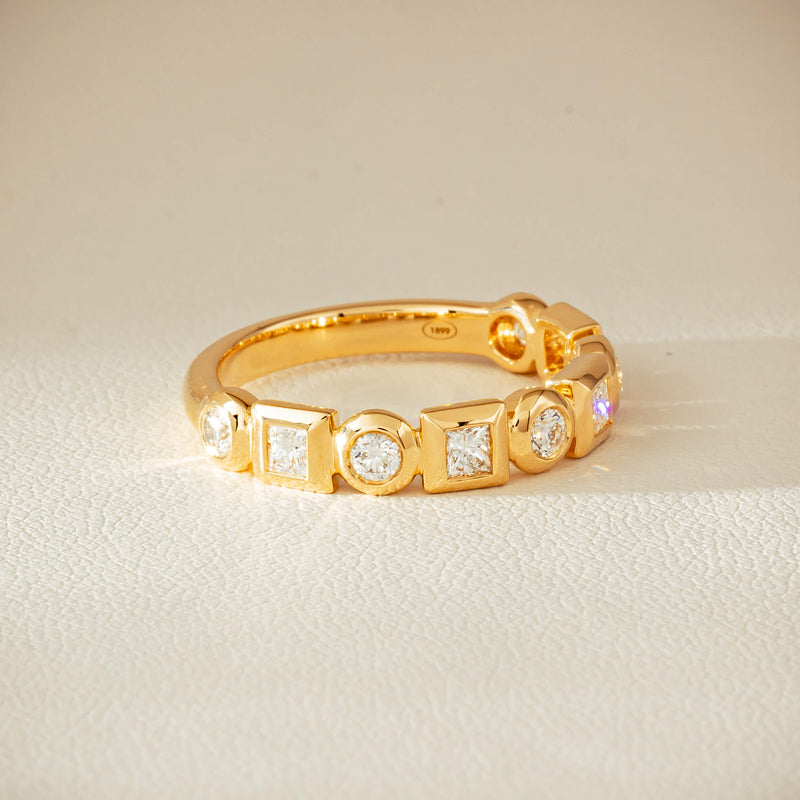 18ct Yellow Gold .59ct Mixed Cut Diamond Fusion Band - Ring - Walker & Hall