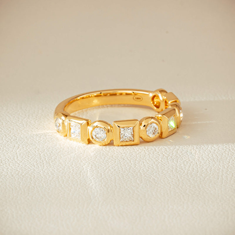 18ct Yellow Gold .59ct Mixed Cut Diamond Fusion Band - Ring - Walker & Hall