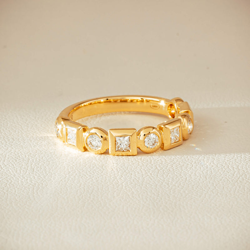 18ct Yellow Gold .59ct Mixed Cut Diamond Fusion Band - Ring - Walker & Hall