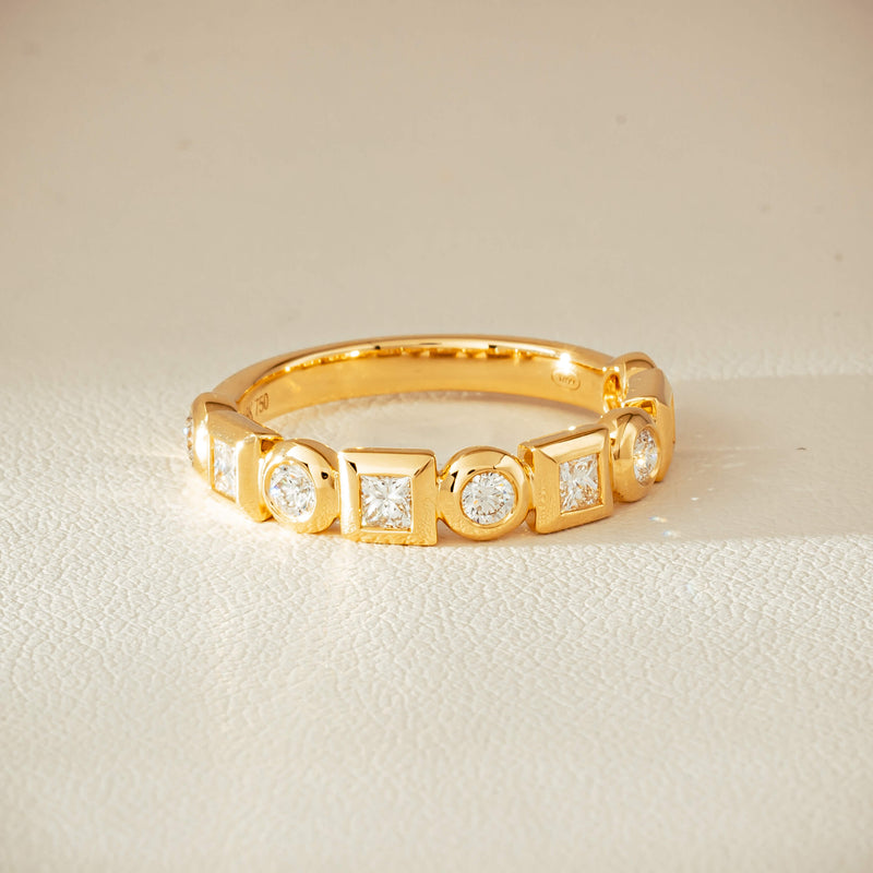 18ct Yellow Gold .59ct Mixed Cut Diamond Fusion Band - Ring - Walker & Hall