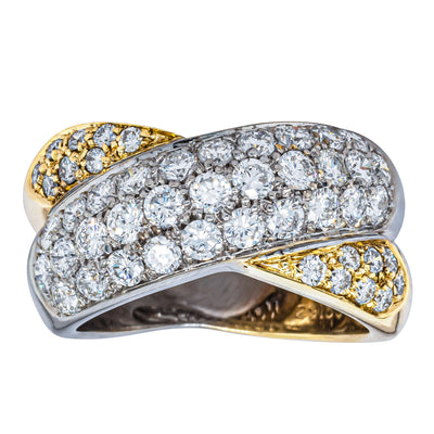 Deja Vu 18ct Bi-Tone Gold 2.18ct Diamond Pave Crossover Ring - Ring - Walker & Hall