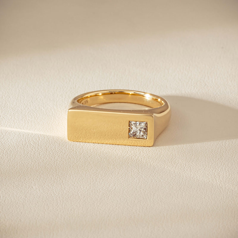 9ct Yellow Gold .55ct Diamond Mens Signet Ring - Ring - Walker & Hall