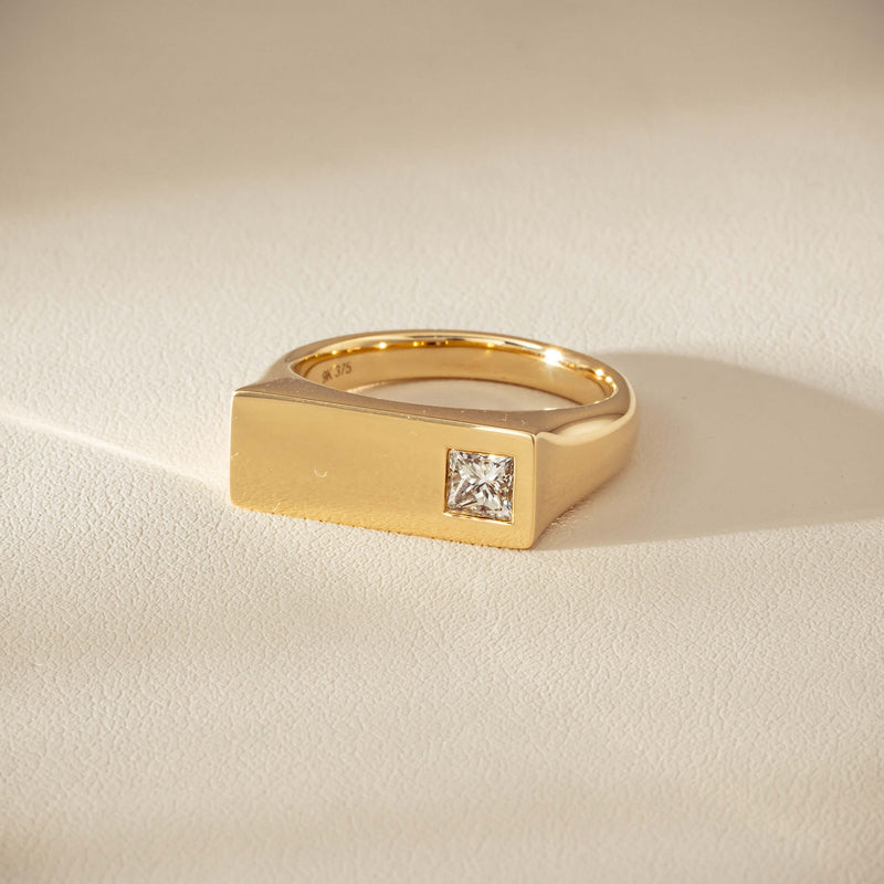 9ct Yellow Gold .55ct Diamond Mens Signet Ring - Ring - Walker & Hall