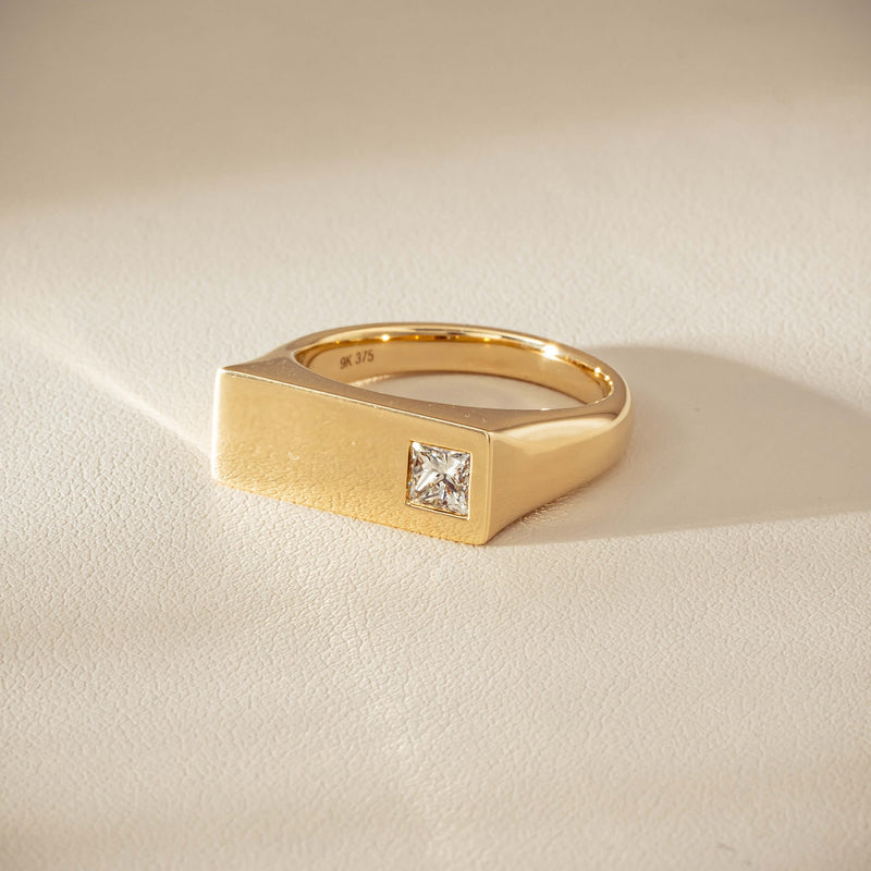 9ct Yellow Gold .55ct Diamond Mens Signet Ring - Ring - Walker & Hall