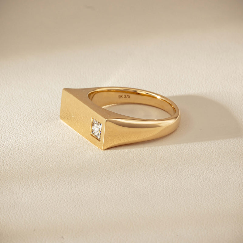 9ct Yellow Gold .55ct Diamond Mens Signet Ring - Ring - Walker & Hall