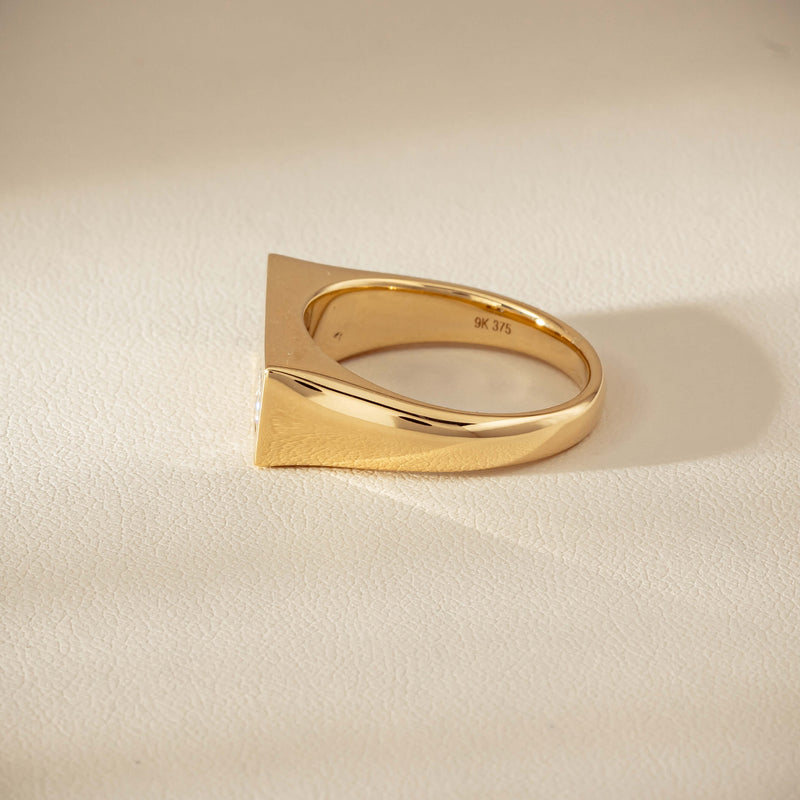 9ct Yellow Gold .55ct Diamond Mens Signet Ring - Ring - Walker & Hall