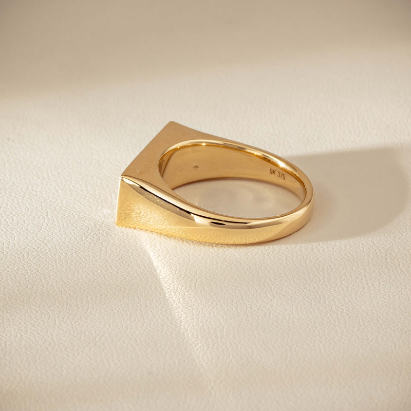 9ct Yellow Gold .55ct Diamond Mens Signet Ring - Ring - Walker & Hall