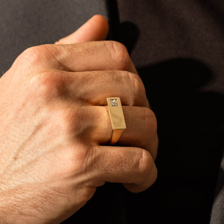 9ct Yellow Gold .55ct Diamond Mens Signet Ring - Ring - Walker & Hall