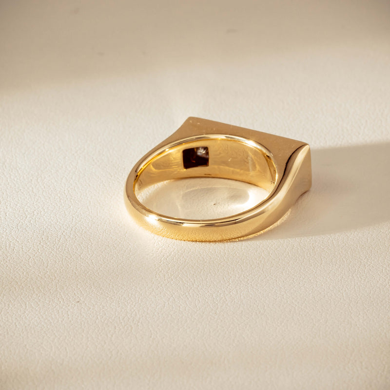 9ct Yellow Gold .55ct Diamond Mens Signet Ring - Ring - Walker & Hall