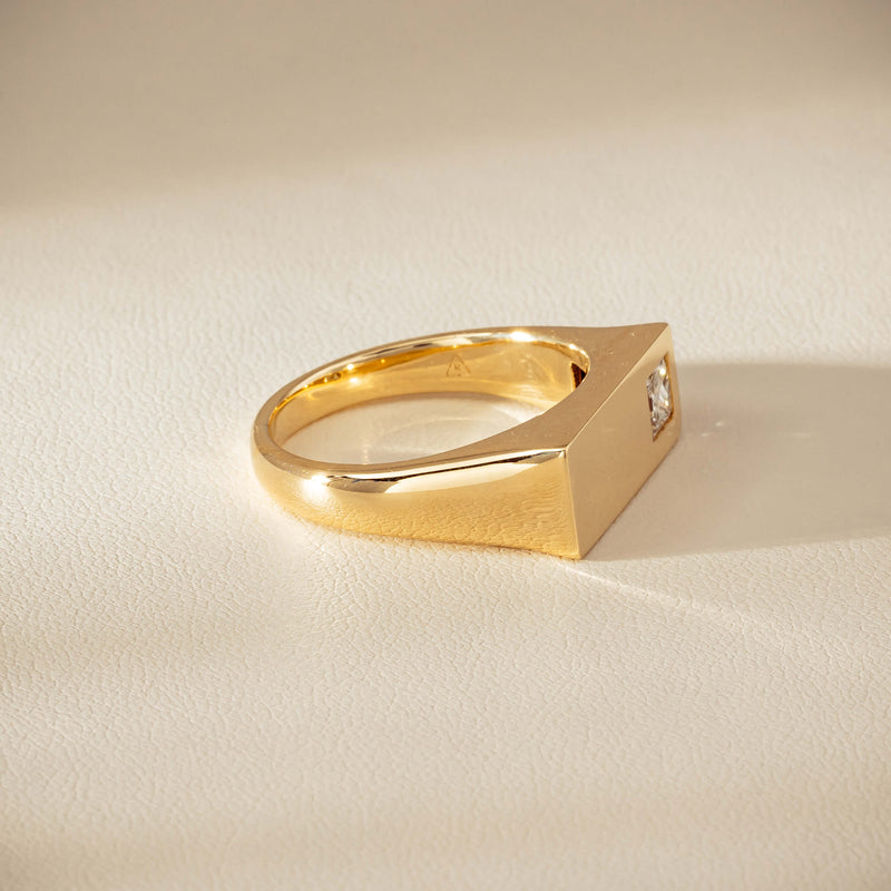 9ct Yellow Gold .55ct Diamond Mens Signet Ring - Ring - Walker & Hall