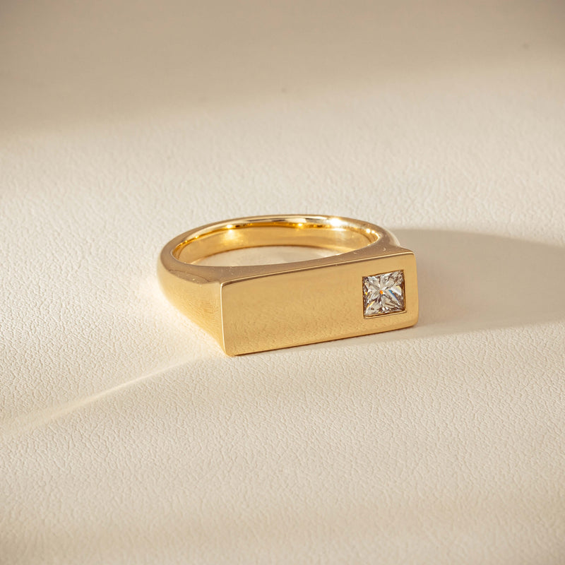 9ct Yellow Gold .55ct Diamond Mens Signet Ring - Ring - Walker & Hall