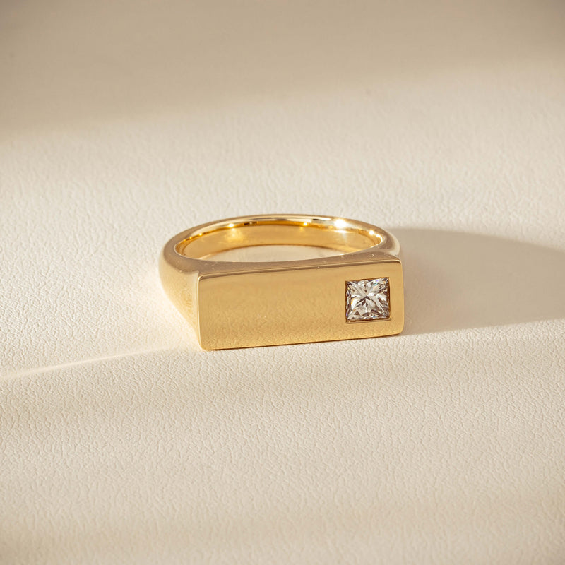 9ct Yellow Gold .55ct Diamond Mens Signet Ring - Ring - Walker & Hall