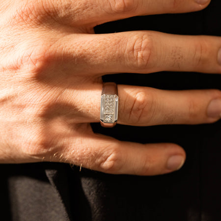 Platinum .32ct Reclaimed Diamond Mens Signet Ring - Ring - Walker & Hall