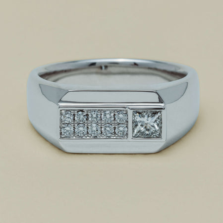 Platinum .32ct Reclaimed Diamond Mens Signet Ring - Ring - Walker & Hall