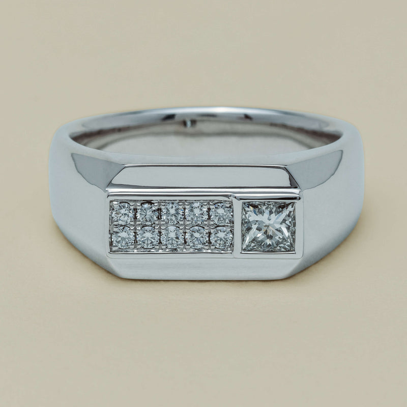 Platinum .32ct Reclaimed Diamond Mens Signet Ring - Ring - Walker & Hall