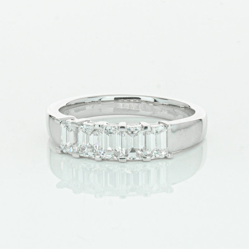 18ct White Gold Emerald Cut Diamond Asra Ring-Ring-Walker & Hall