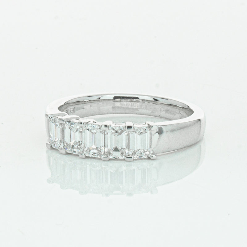 18ct White Gold Emerald Cut Diamond Asra Ring-Ring-Walker & Hall