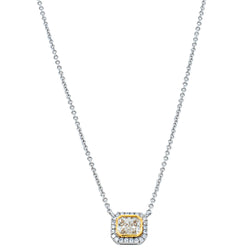 18ct White & Yellow Gold .59ct Diamond Halo Pendant - Necklace - Walker & Hall