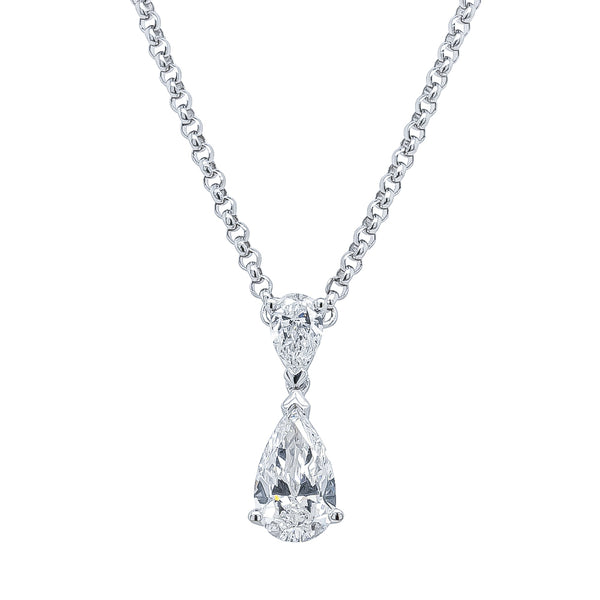 18ct White Gold 1.25ct Diamond Pendant - Necklace - Walker & Hall