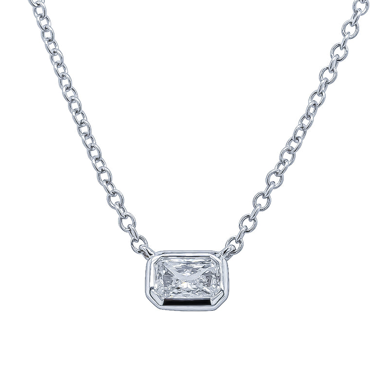 18ct White Gold .31ct Radiant Cut Diamond Natalia Pendant-Necklace-Walker & Hall