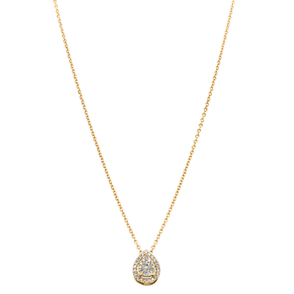 9ct Yellow Gold Diamond Pear Saturn Pendant - Necklace - Walker & Hall