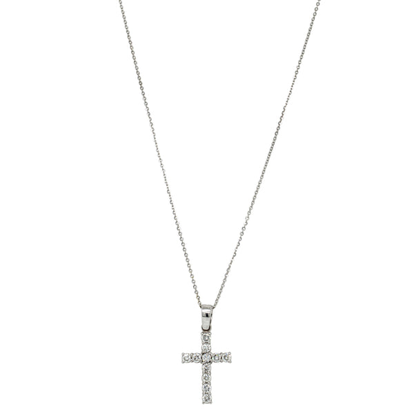 Deja Vu 18ct White Gold .33ct Diamond Cross Pendant - Necklace - Walker & Hall