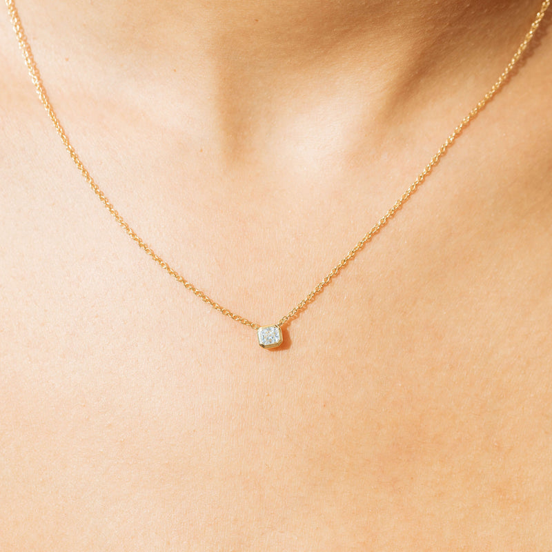 18ct Yellow Gold .40ct Radiant Cut Diamond Natalia Pendant-Necklace-Walker & Hall