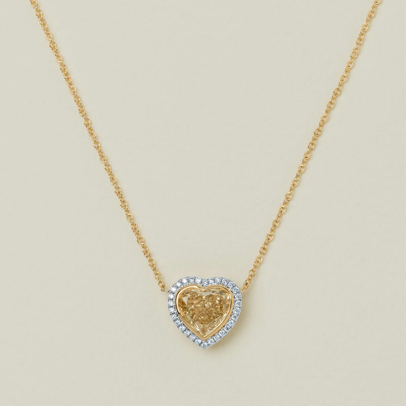 18ct Yellow Gold 3.01ct Yellow Diamond Heart Isla Pendant - Necklace - Walker & Hall