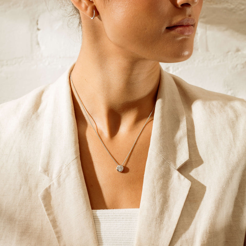 18ct White Gold .95ct Reclaimed Diamond Natalia Pendant - Necklace - Walker & Hall