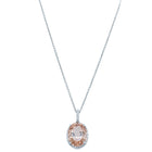 18ct White Gold Morganite & Diamond Halo Pendant - Necklace - Walker & Hall