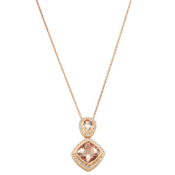 18ct Rose Gold 4.41ct Morganite & Diamond Pendant - Necklace - Walker & Hall