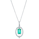 Deja Vu 18ct White Gold 1.24ct Emerald & Diamond Necklace - Necklace - Walker & Hall