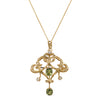 Vintage 14ct Yellow Gold Peridot, Diamond & Seed Pearl Pendant - Necklace - Walker & Hall