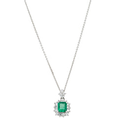 Deja Vu Platinum 1.32ct Emerald & Diamond Pendant - Necklace - Walker & Hall