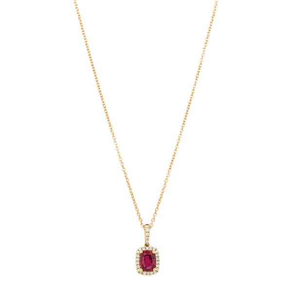 18ct Yellow Gold 1.19ct Ruby & Diamond Mini Sierra Pendant - Necklace - Walker & Hall