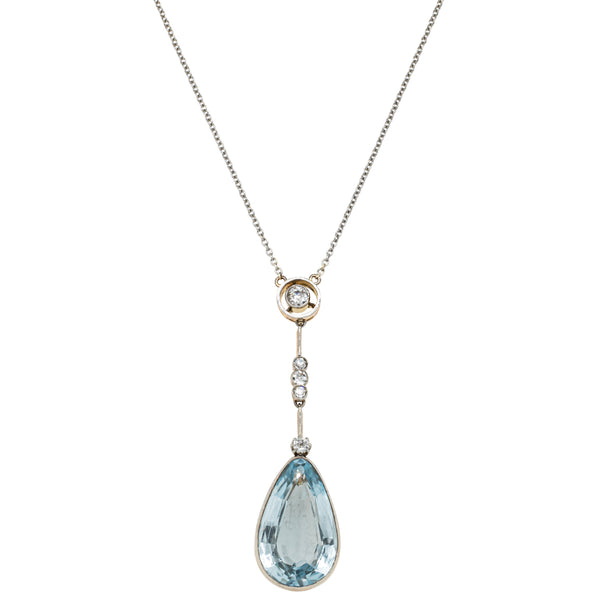 Deja Vu 9ct Rose Gold 8.55ct Aquamarine & Diamond Pendant - Necklace - Walker & Hall
