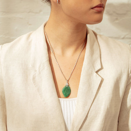 Deja Vu 18ct White Gold Fei Cui Jade Pendant - Necklace - Walker & Hall