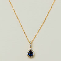 18ct Yellow Gold .95ct Sapphire & Diamond Mini Sierra Pendant - Necklace - Walker & Hall