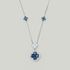 18ct White Gold 1.11ct Sapphire & Diamond Quatrefoil Pendant - Necklace - Walker & Hall