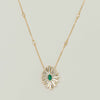 18ct Yellow Gold .45ct Emerald & Diamond Starburst Pendant - Necklace - Walker & Hall