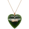 Vintage 9ct Rose Gold Greenstone 'Ake Ake' Heart Pendant - Necklace - Walker & Hall