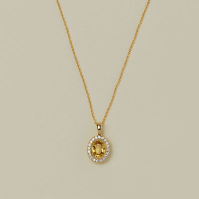 18ct Yellow Gold 1.70ct Golden Sapphire Daisy Pendant - Necklace - Walker & Hall