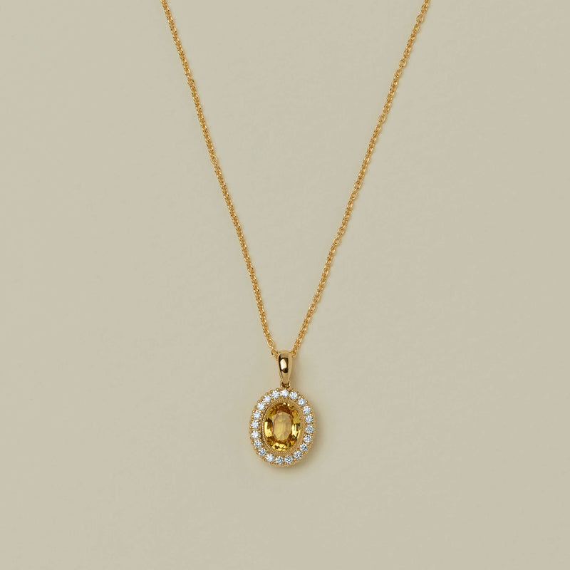 18ct Yellow Gold 1.70ct Golden Sapphire Daisy Pendant - Necklace - Walker & Hall