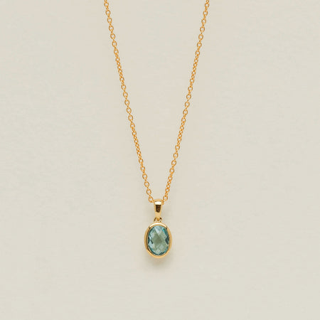 9ct Yellow Gold Blue Topaz Iris Pendant - Necklace - Walker & Hall