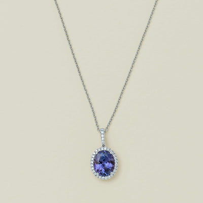 18ct White Gold 2.76ct Tanzanite & Diamond Sierra Pendant - Necklace - Walker & Hall