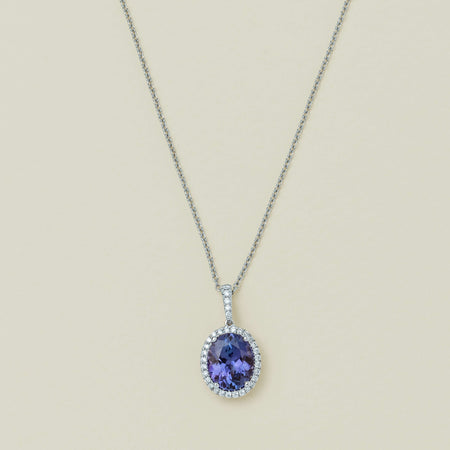 18ct White Gold 2.76ct Tanzanite & Diamond Sierra Pendant - Necklace - Walker & Hall